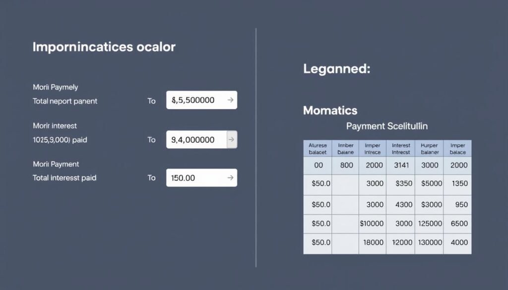 Amortization calculator results showing payment breakdown