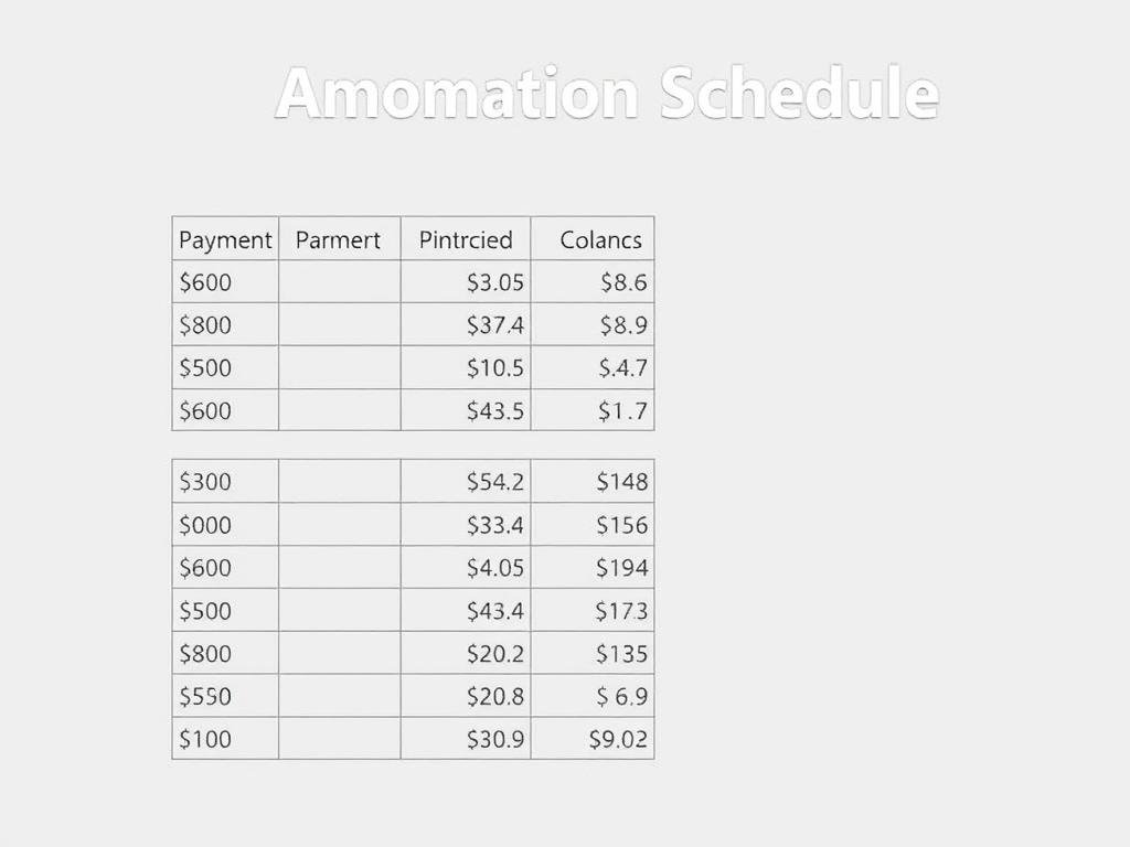 Amortization schedule showing principal and interest breakdown