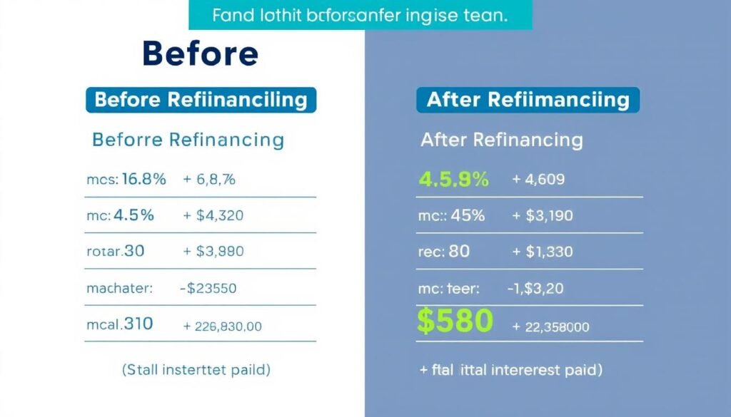 Before and after comparison of student loan refinancing showing potential savings