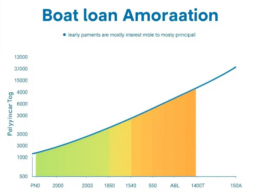 Boat loan amortization chart showing principal and interest payments over time