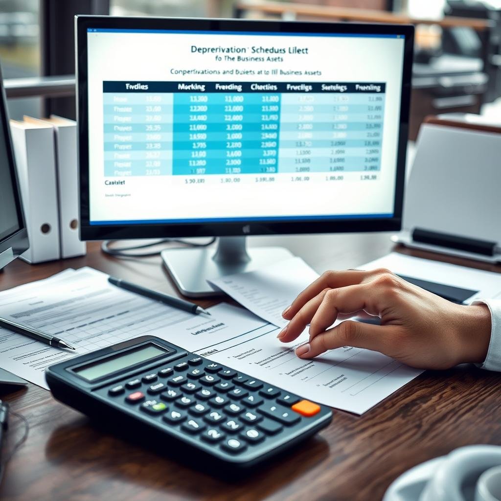 Business accountant working with depreciation calculations