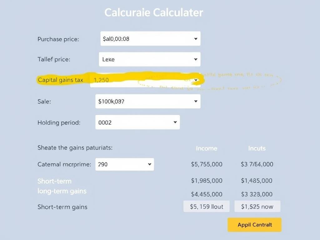 Capital Gains Tax Calculator showing tax implications of investment sales