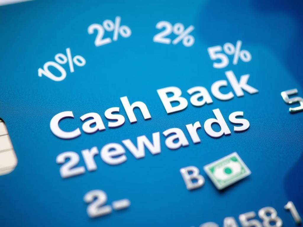Cash back credit card with percentage symbols and dollar bills
