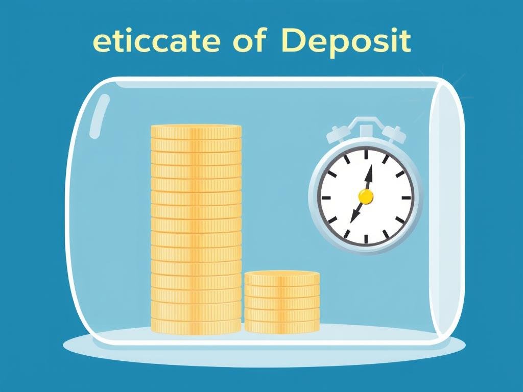 Certificate of Deposit concept showing growth over time with lock period