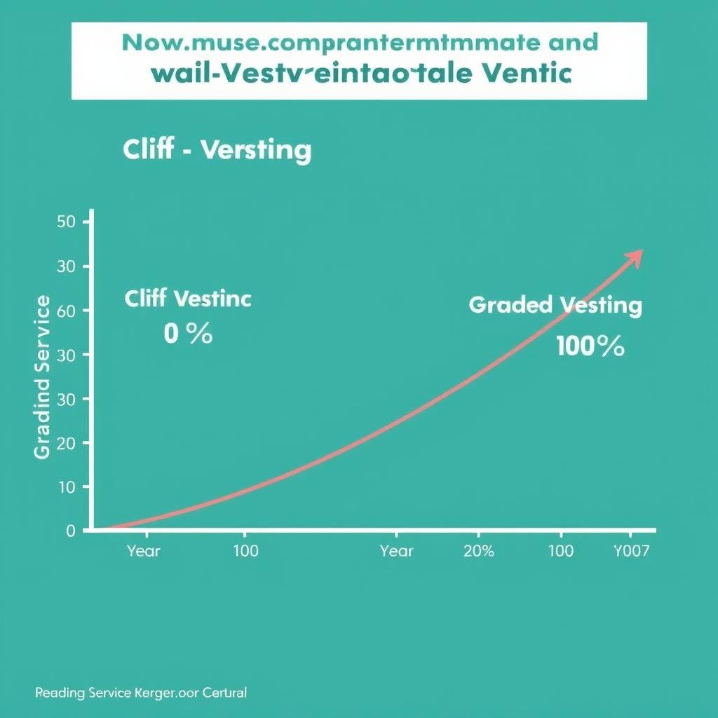 Chart comparing cliff vesting vs. graded vesting schedules over time