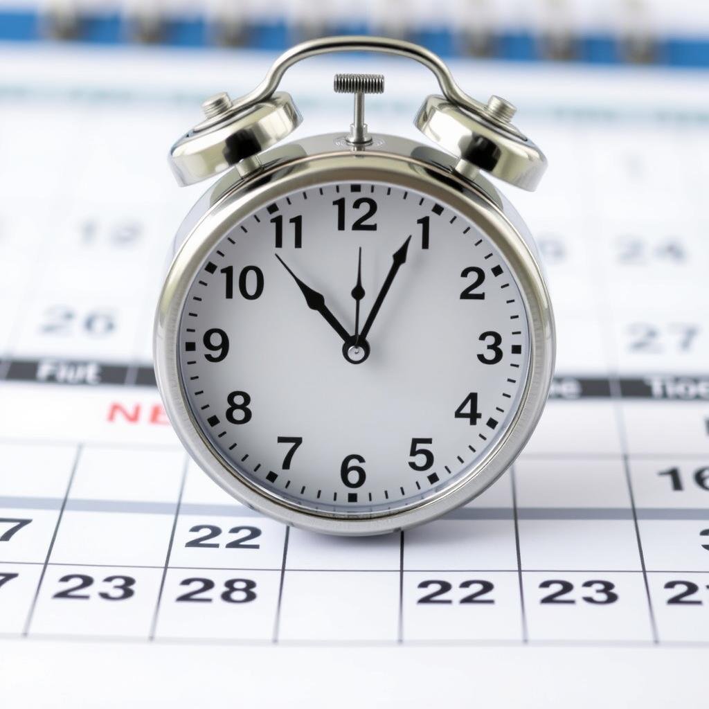 Clock and calendar representing time period in interest calculations