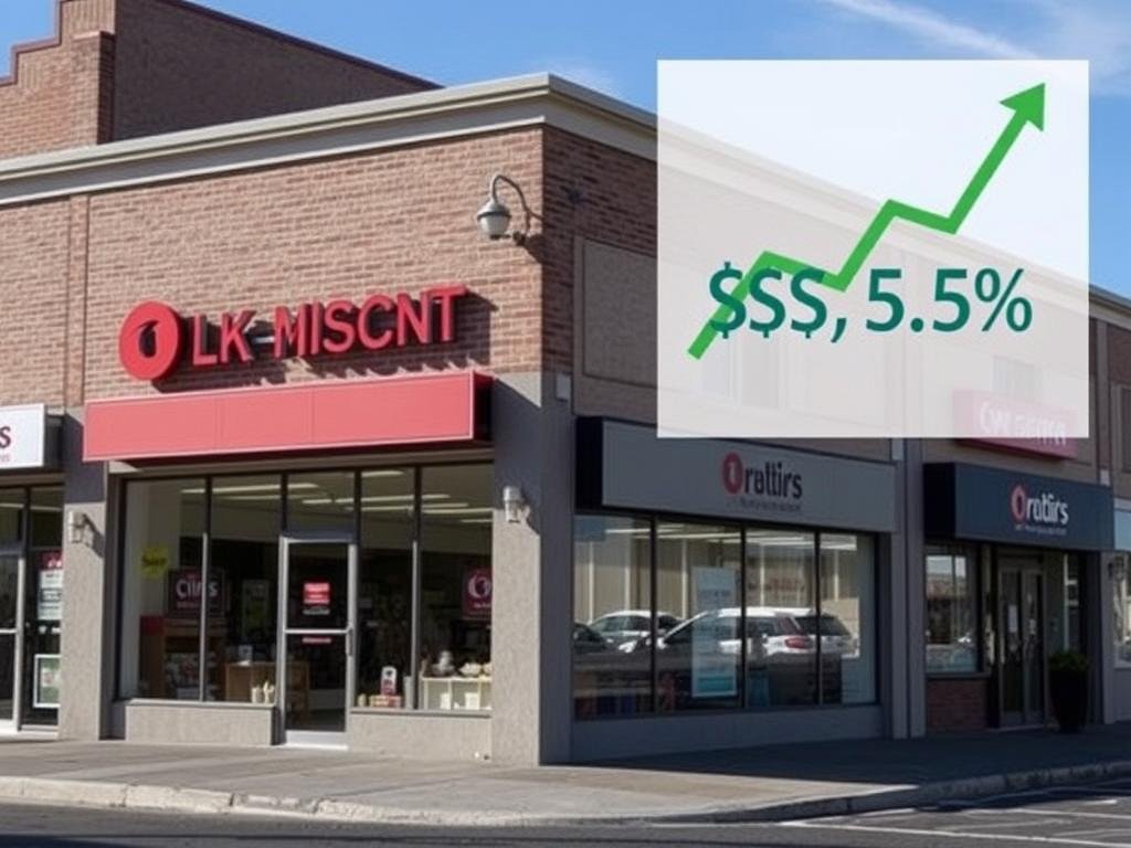 Commercial retail property being analyzed for rental investment returns