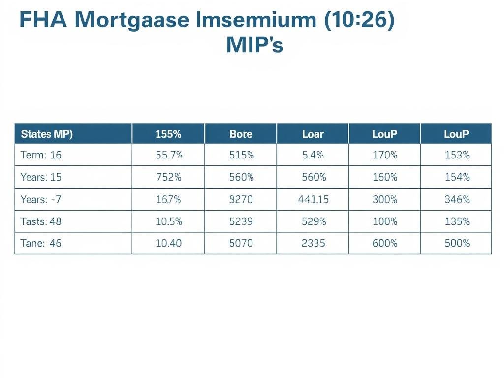 Comparison chart of FHA MIP rates based on loan term and down payment
