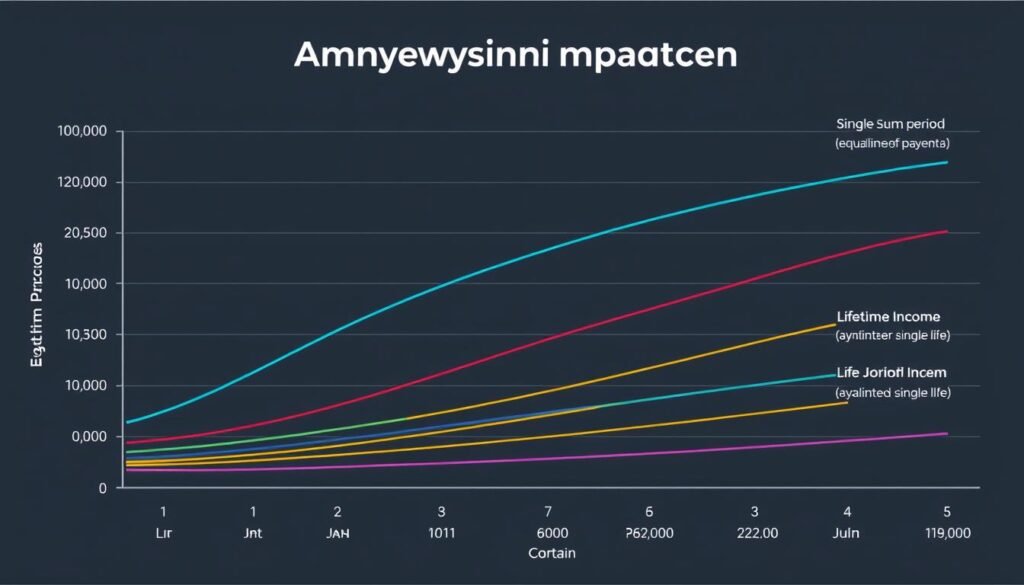 Comparison chart of different annuity payout options showing payment amounts over time