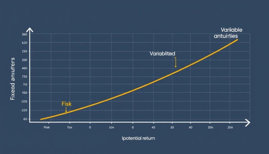 Comparison chart of different annuity types showing risk vs return potential