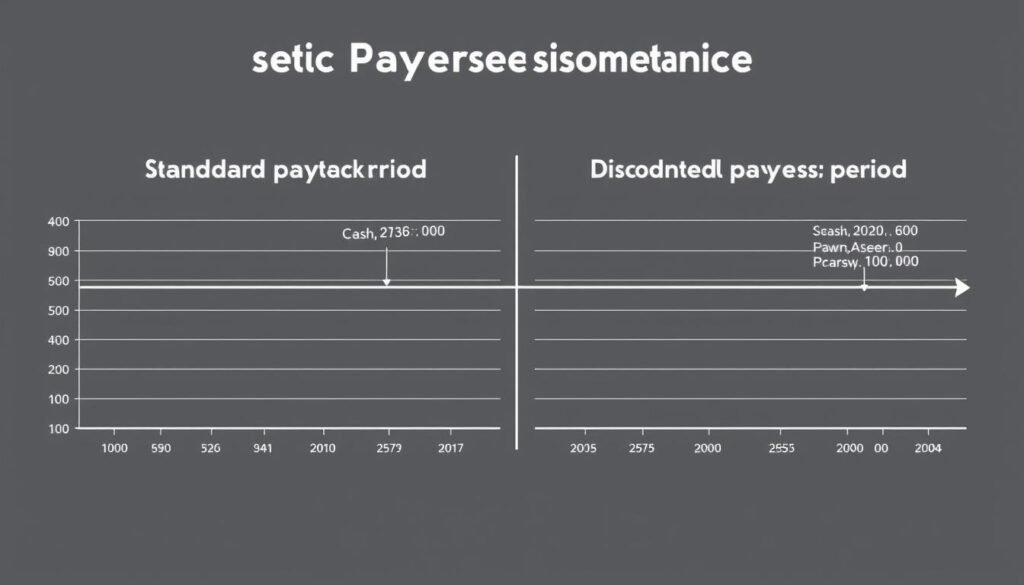 Comparison chart showing standard payback period versus discounted payback period for the same investment