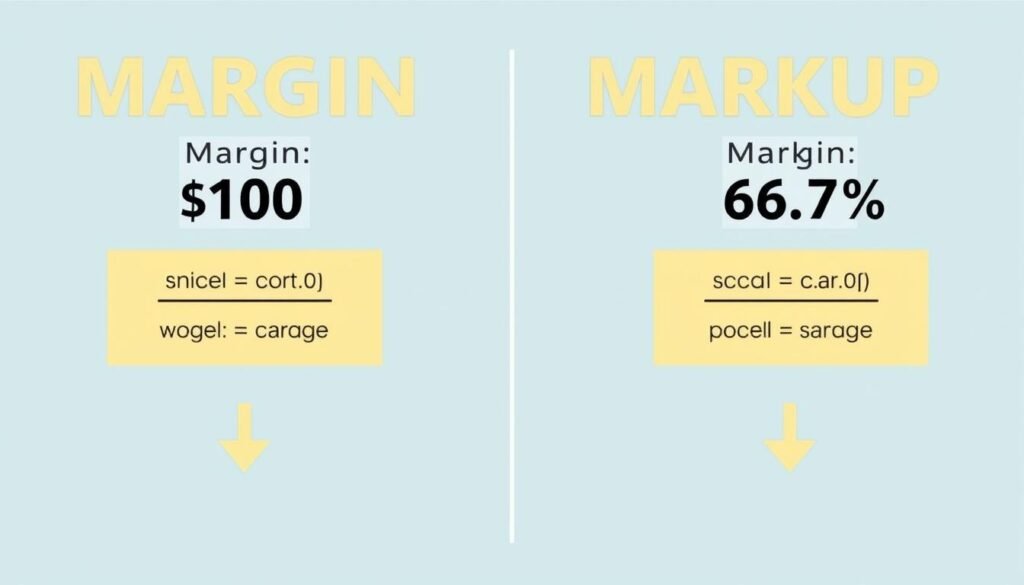 Comparison chart showing the difference between margin and markup calculations