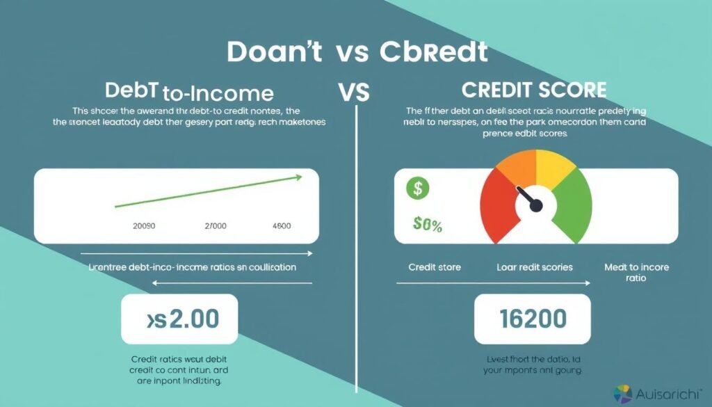 Comparison of DTI Ratio and Credit Score showing their differences and importance