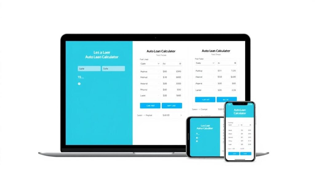 Comparison of different auto loan calculator interfaces on multiple devices CalculatorHunt Comparison of different auto loan calculator interfaces on multiple devices