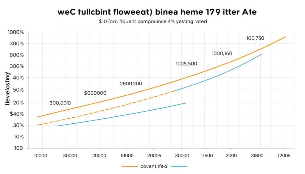 Comparison of different compounding frequencies showing how they affect CD returns over time