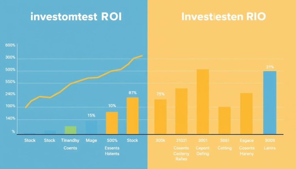 Comparison of different investment ROI examples with visual charts