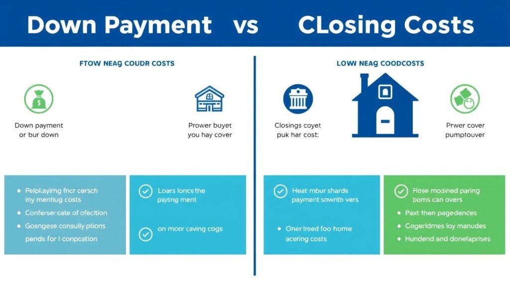 Comparison of down payment and closing costs in the home buying process