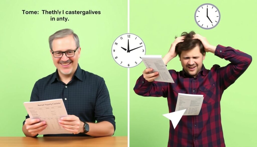 Comparison of time spent using rental property calculator versus manual spreadsheet calculations
