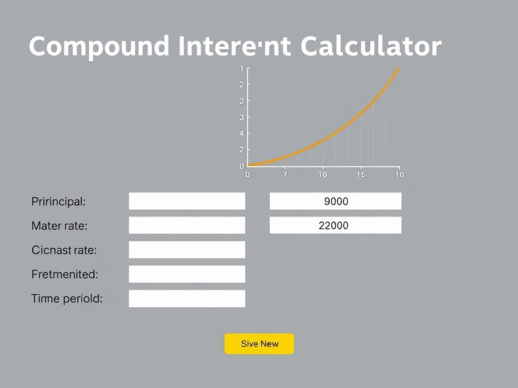 Compound Interest Calculator showing exponential growth visualization
