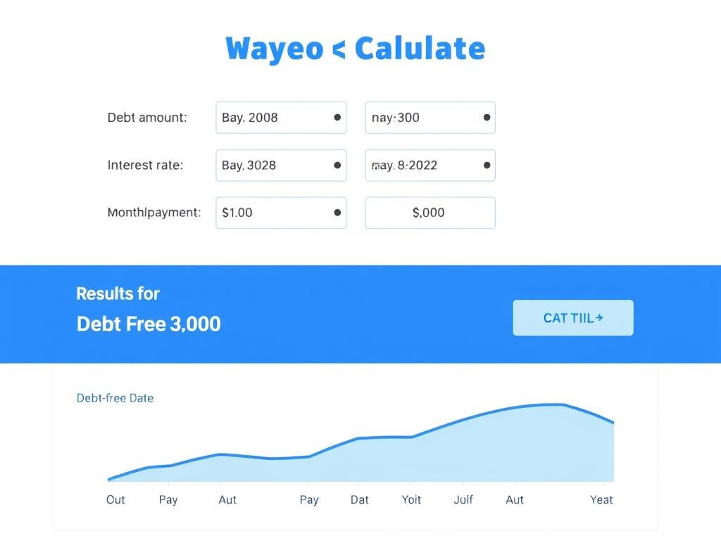 Debt Payoff Calculator interface showing input fields and results