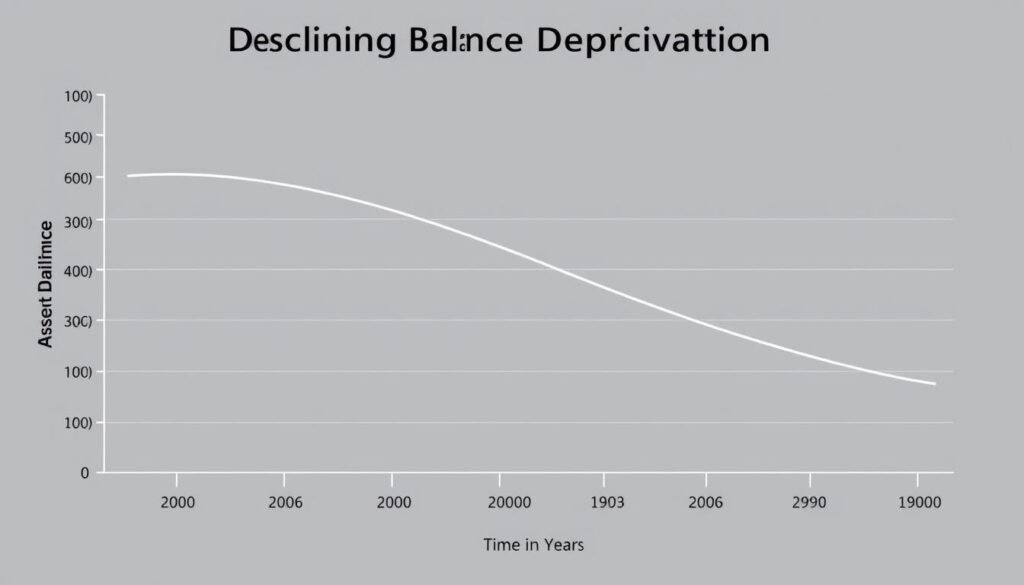 Declining balance depreciation method graph showing accelerated depreciation