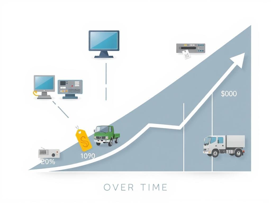 Depreciation concept showing value decline of business assets