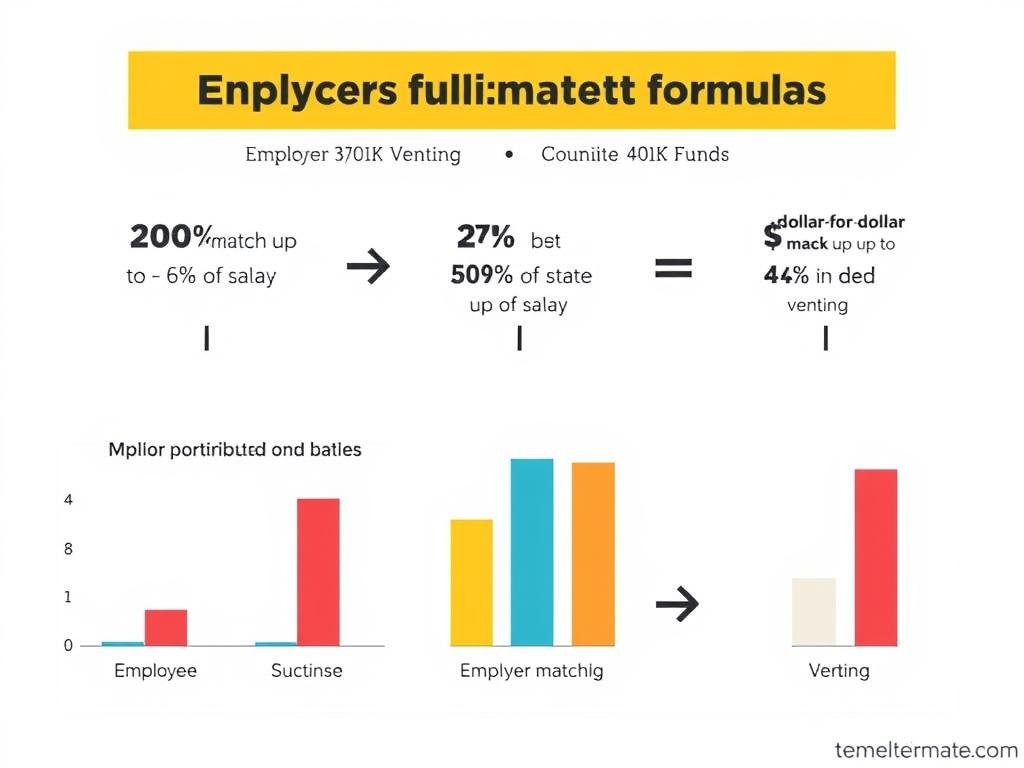 Diagram illustrating different employer matching formulas for 401K plans