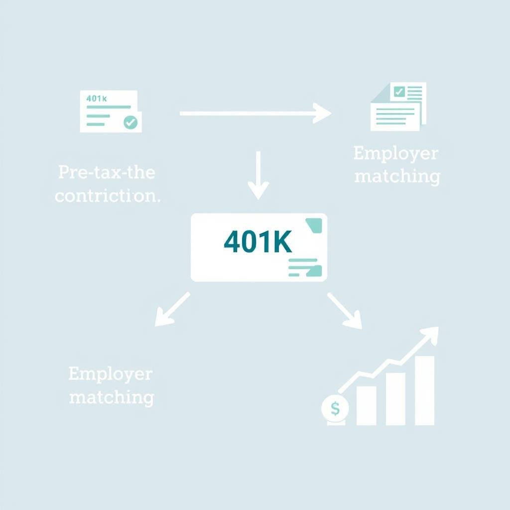 Diagram showing how 401K contributions flow from paycheck to retirement account