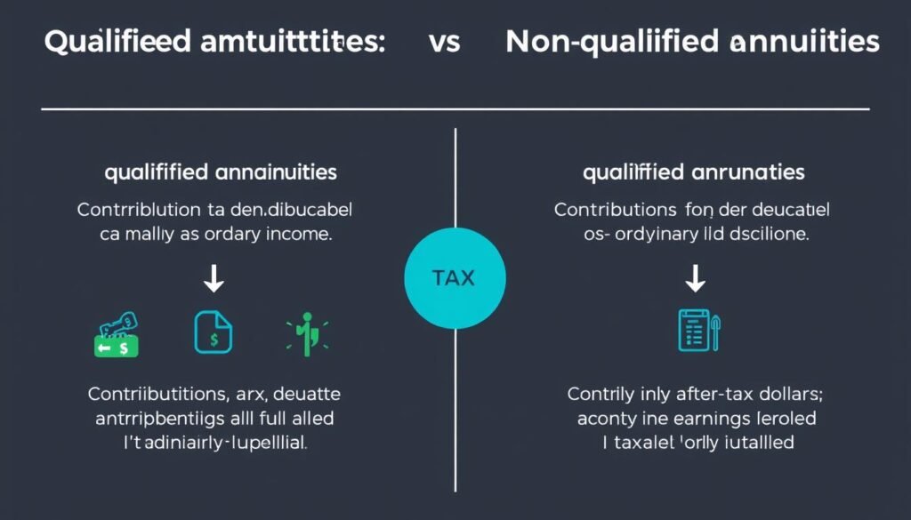 Diagram showing tax treatment differences between qualified and non-qualified annuities