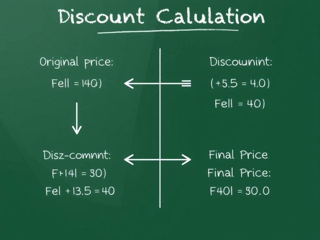 Discount calculation formula diagram showing the relationship between original price discount percentage and final price