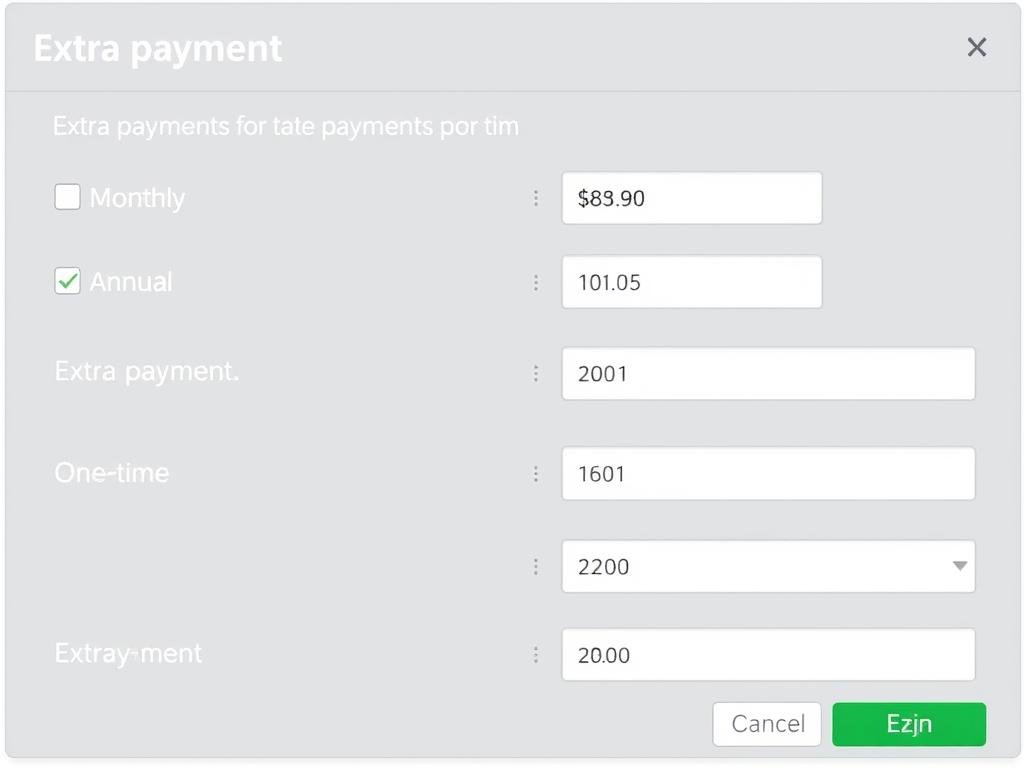 Extra payment options in mortgage calculator