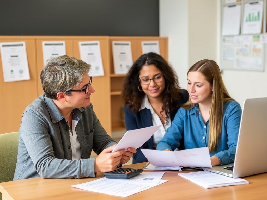 Financial aid advisor helping student understand college costs