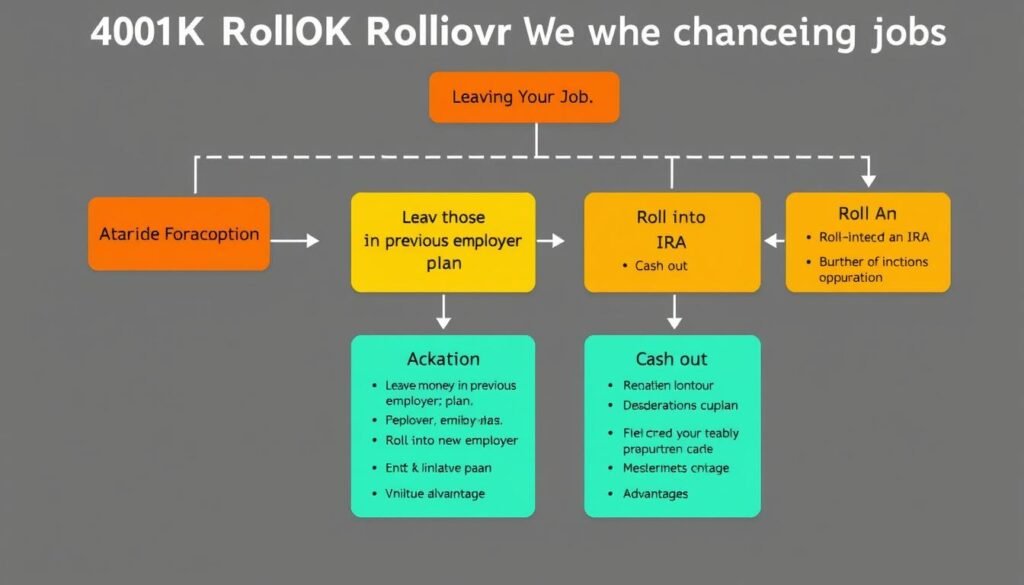 Flowchart showing 401K rollover options when changing jobs