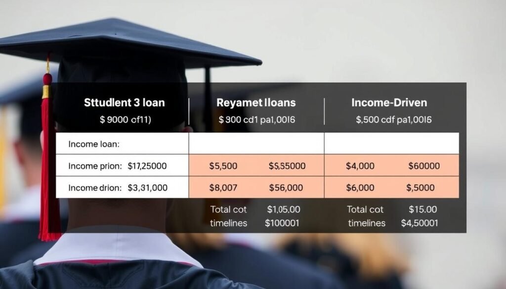 Graduate with student loan repayment calculation showing different repayment plans