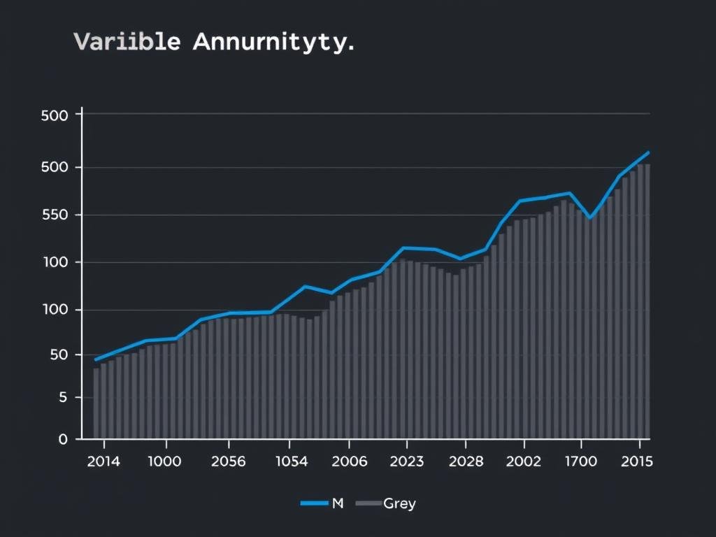 Graph comparing variable annuity performance with market fluctuations over time