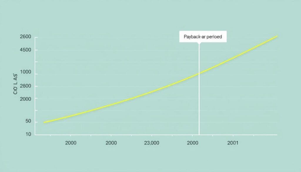Graph showing cumulative cash flow over time with payback period marked