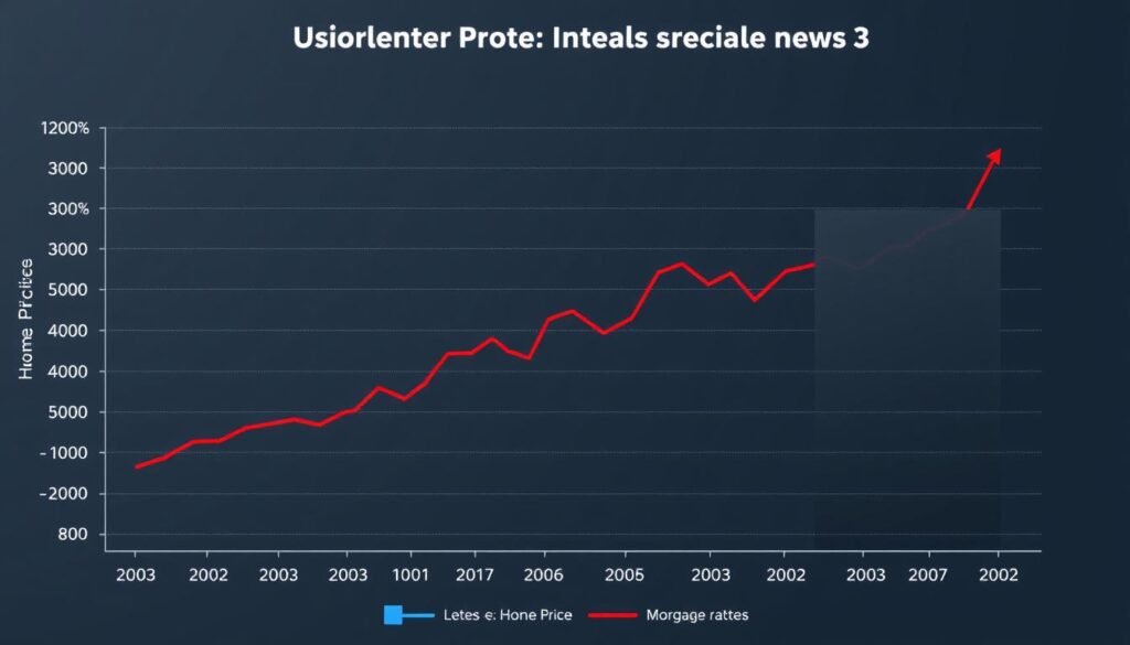 Graph showing historical home price trends and interest rate cycles