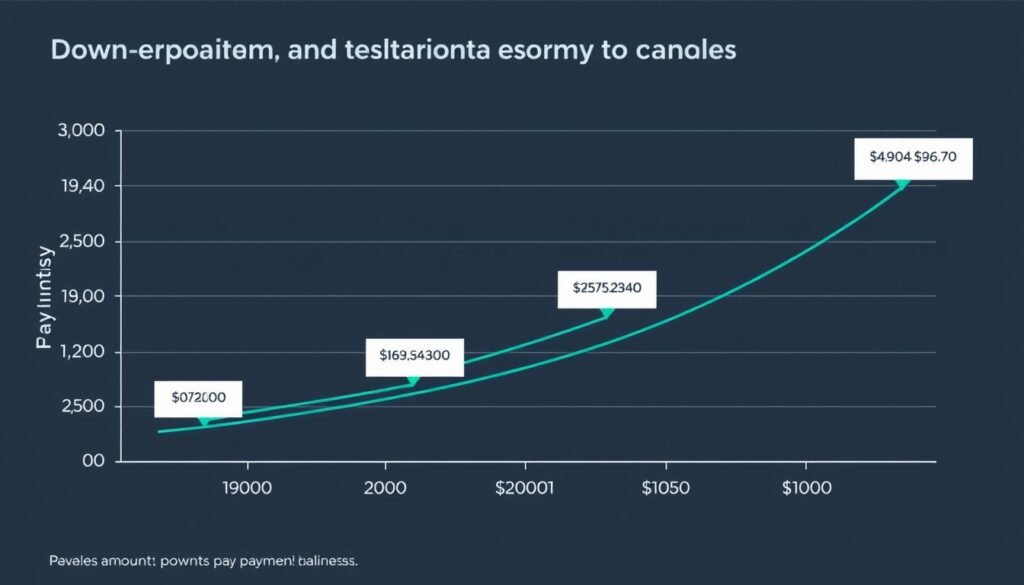 Graph showing how different down payment amounts affect monthly payments and total interest paid