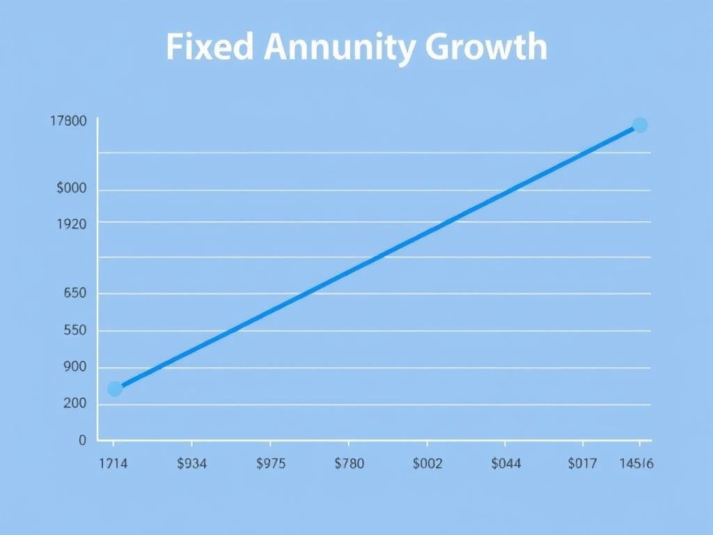 Graph showing steady growth of a fixed annuity over time with consistent interest rate