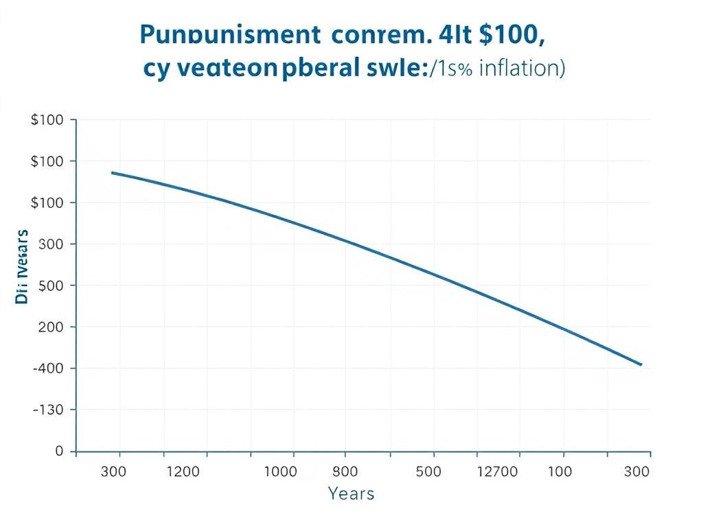 Graph showing the declining purchasing power of $100 over 30 years with 3% inflation