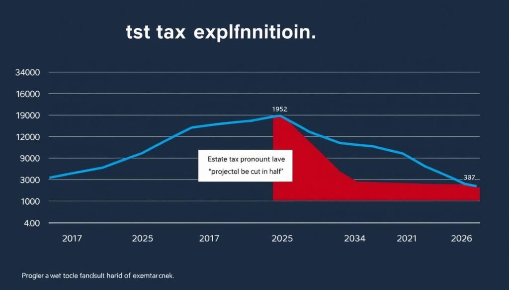Graph showing the estate tax exemption changes from 2017 to 2026 with the dramatic drop in 2026