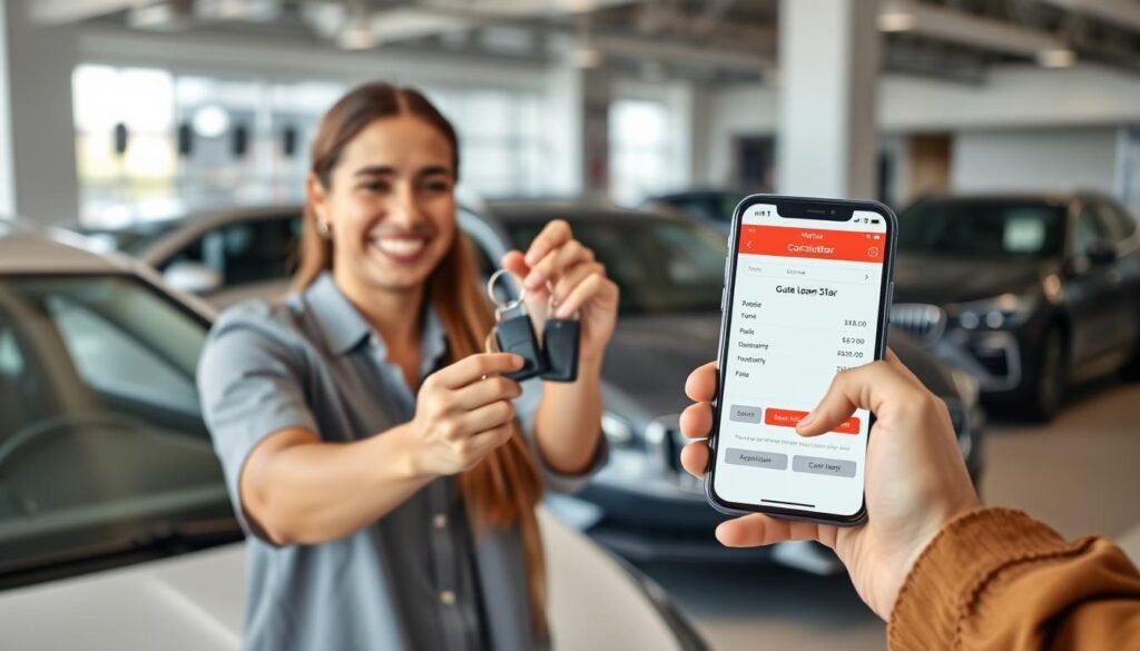 Happy person with keys to new car after using auto loan calculator to make informed decision CalculatorHunt Happy person with keys to new car after using auto loan calculator to make informed decision