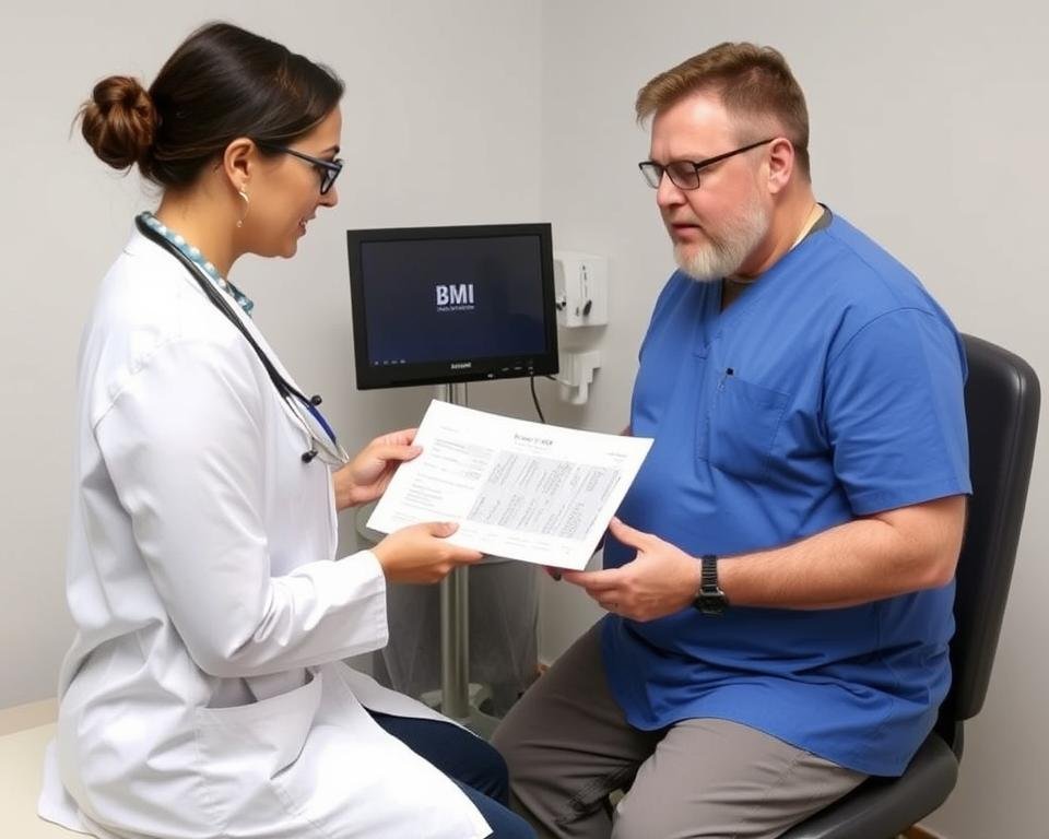 Healthcare professional discussing BMI results with a patient CalculatorHunt Healthcare professional discussing BMI results with a patient