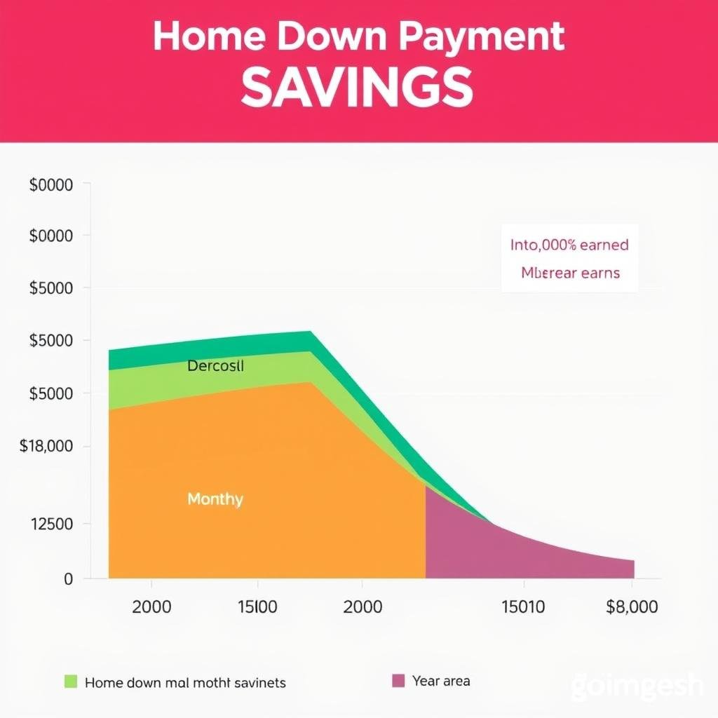 Home down payment savings progress over 5 years