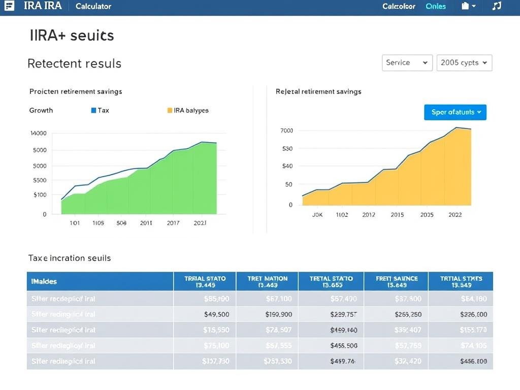 IRA calculator results showing projected retirement savings