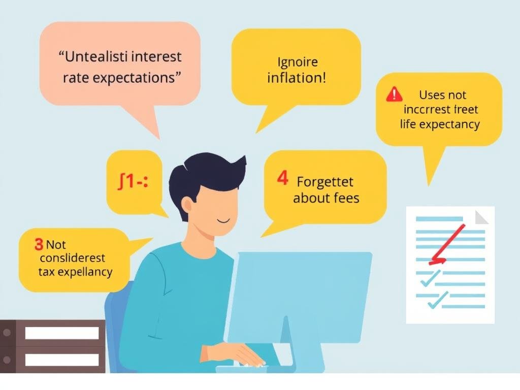 Illustration showing common mistakes when using annuity calculators