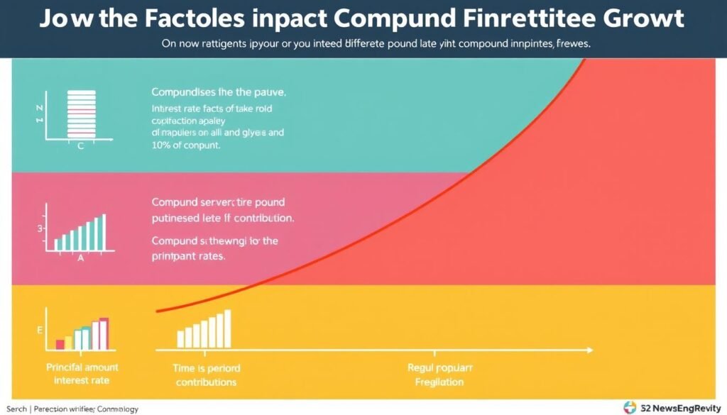 Infographic showing how different factors impact compound interest growth