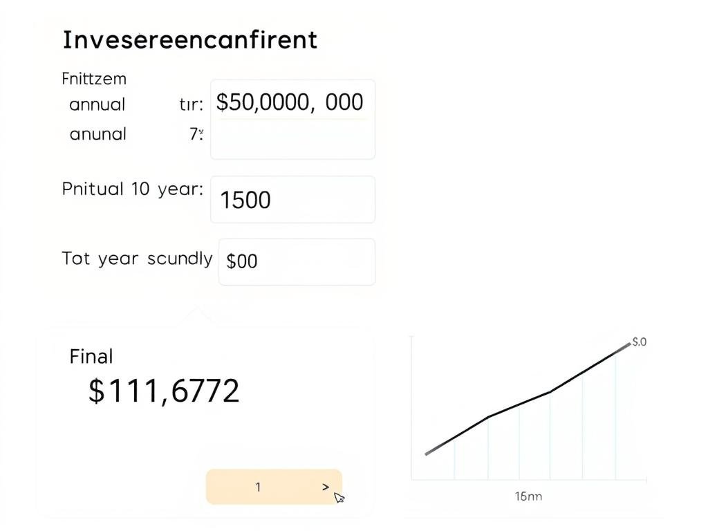 Investment calculator showing compound interest example with 000 initial investment