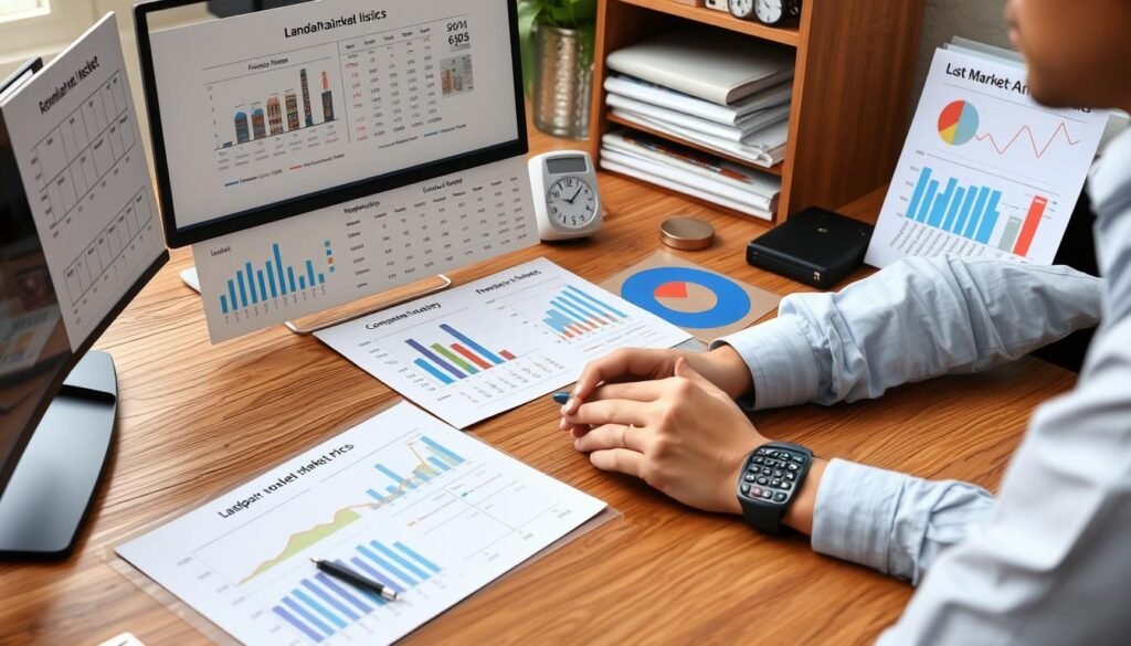 Landlord analyzing rental market data and setting prices