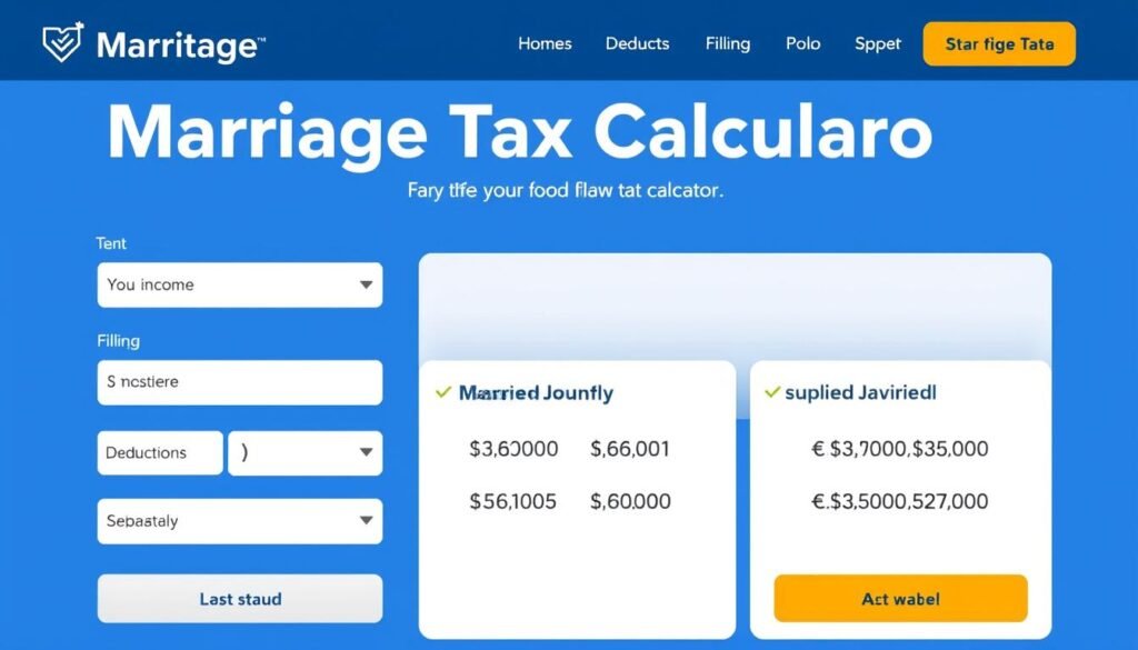 Marriage Tax Calculator interface showing comparison between filing statuses